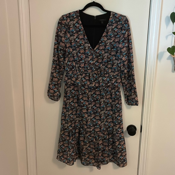 J. Crew Floral Peplum Dress 4 Tall - Picture 1 of 5